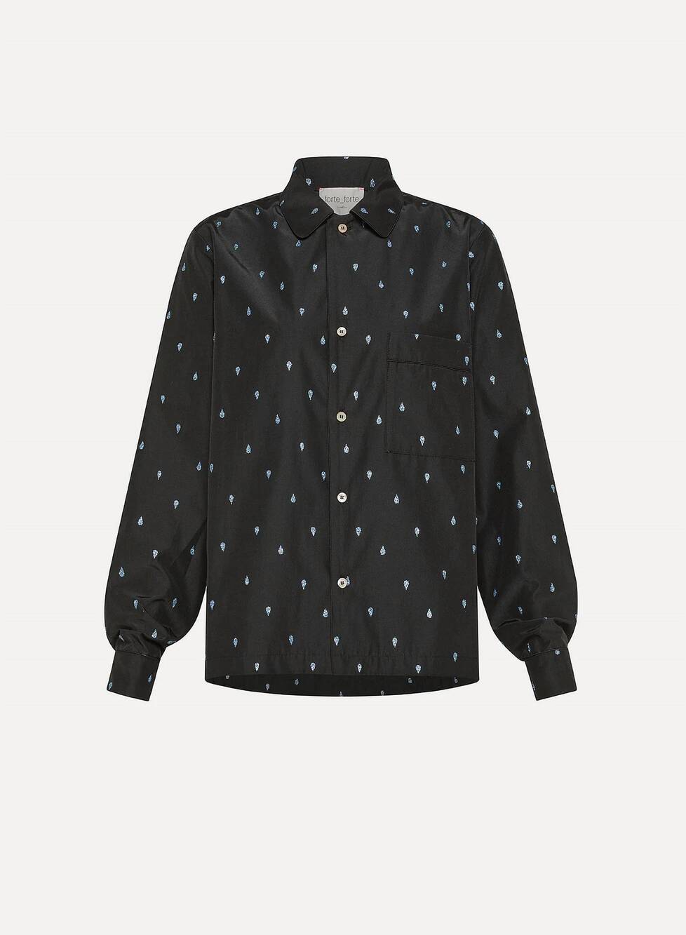 NEW FORTE FORTE women's glitter taffeta pajama shirt in noir